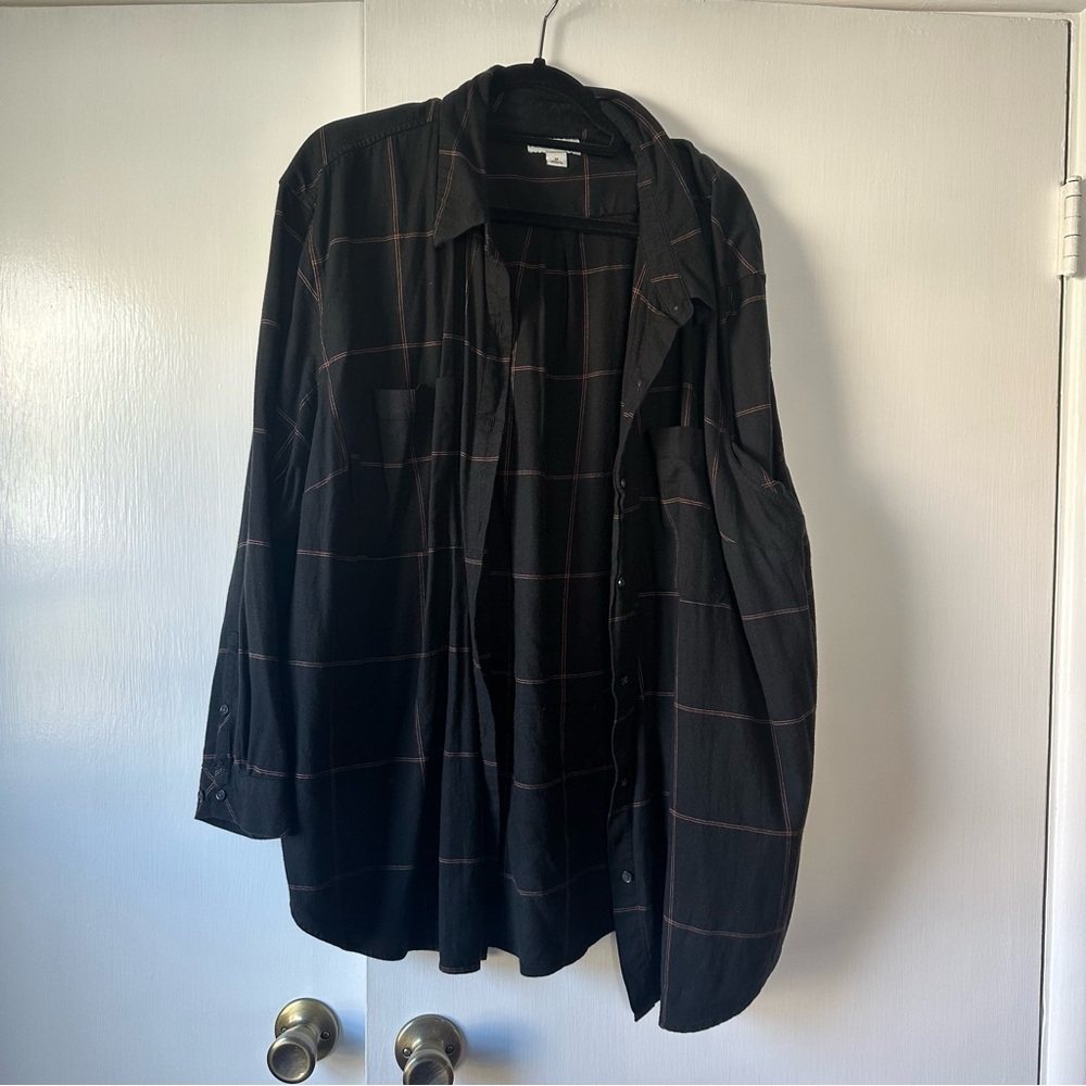 Ava And VivBlack Plaid over sized Shirt
